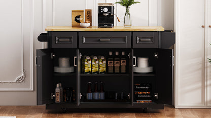 Large 54 Inch Kitchen Island and Rubber Wood