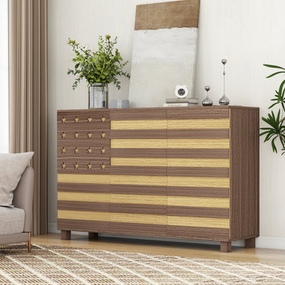 55-Inch Buffet Sideboard Cabinet two-tone dark wood with gold star accents by HouseOfZazla on Tampa Home & Garden Store
