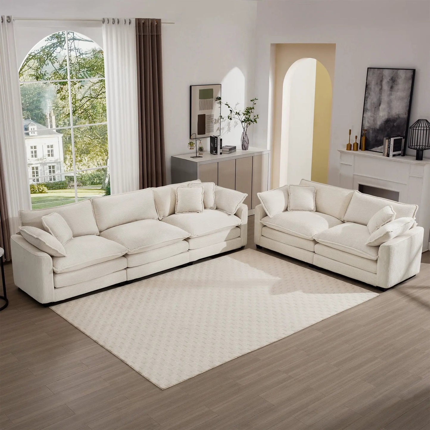 Elegant Sectional Sofa Set with Deep Seats