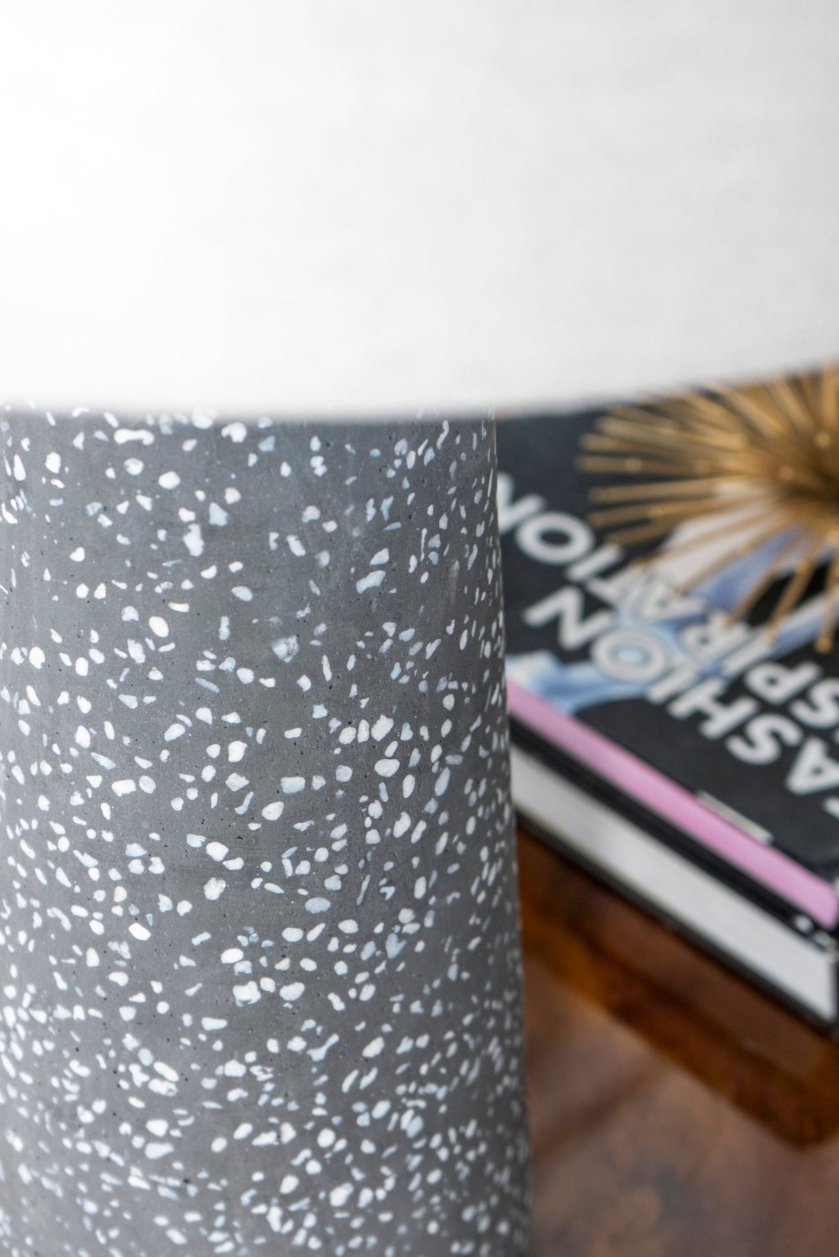 Artisan Multicolor Glass Table Lamp gray speckled base with white shade by HouseOfZazla on Tampa Home & Garden Store