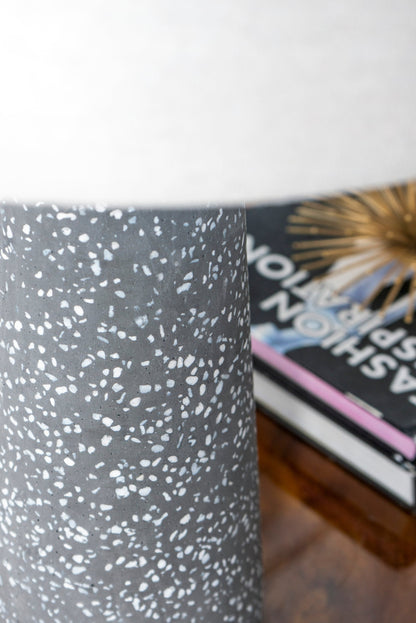 Artisan Multicolor Glass Table Lamp gray speckled base with white shade by HouseOfZazla on Tampa Home & Garden Store