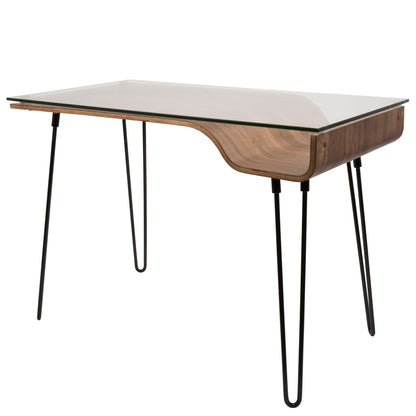 Mid-Century Modern Writing Desk Walnut with Glass Top by HouseOfZazla on Tampa Home & Garden Store