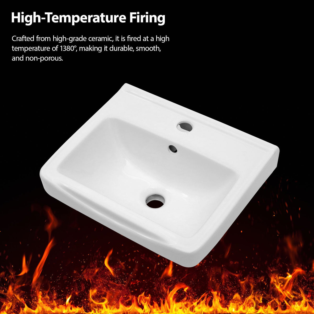Wall mounted white ceramic bathroom sink vanity bowl with overflow holes by HouseOfZazla on Tampa Home & Garden Store