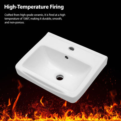 Wall mounted white ceramic bathroom sink vanity bowl with overflow holes by HouseOfZazla on Tampa Home & Garden Store