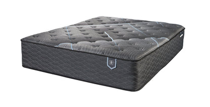 Restonic ComfortCare Hybrid Plush California King mattress with dark gray quilted cover on Tampa Home & Garden Store