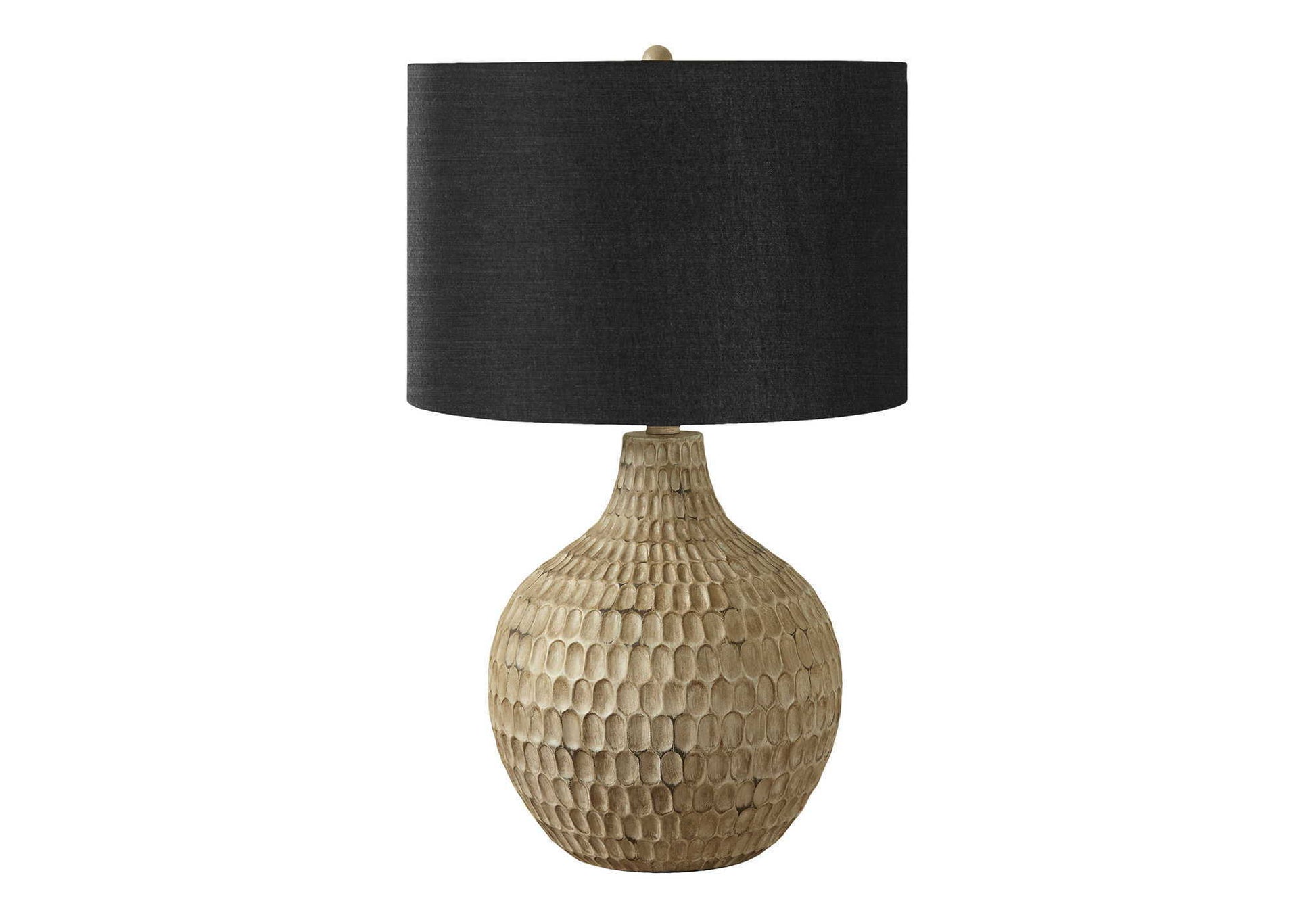 Table lamp resin brown contemporary with textured beige base and black shade HouseOfZazla on Tampa Home & Garden Store