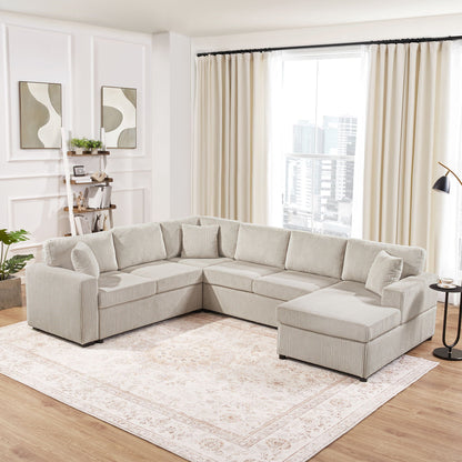 HouseOfZazla U-shaped sectional sofa with chaise upholstery and 3 soft throw pillows on Tampa Home & Garden Store