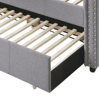 Justice Twin Daybed with Trundle Smoke Gray by Unique Piece Furniture, frame w/ casters on Tampa Home & Garden Store