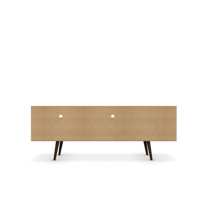 TV stand HouseOfZazla natural wood finish, two wire management holes, angled legs on Tampa Home & Garden Store