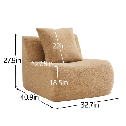 Modern Armless Sofa and Teddy Fabric Pillow Set