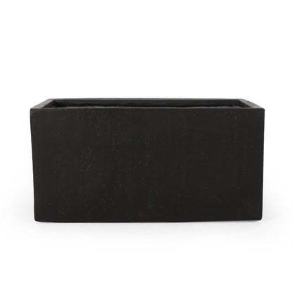 Modern Outdoor Planter black rectangular planter with textured surface on Tampa Home & Garden Store