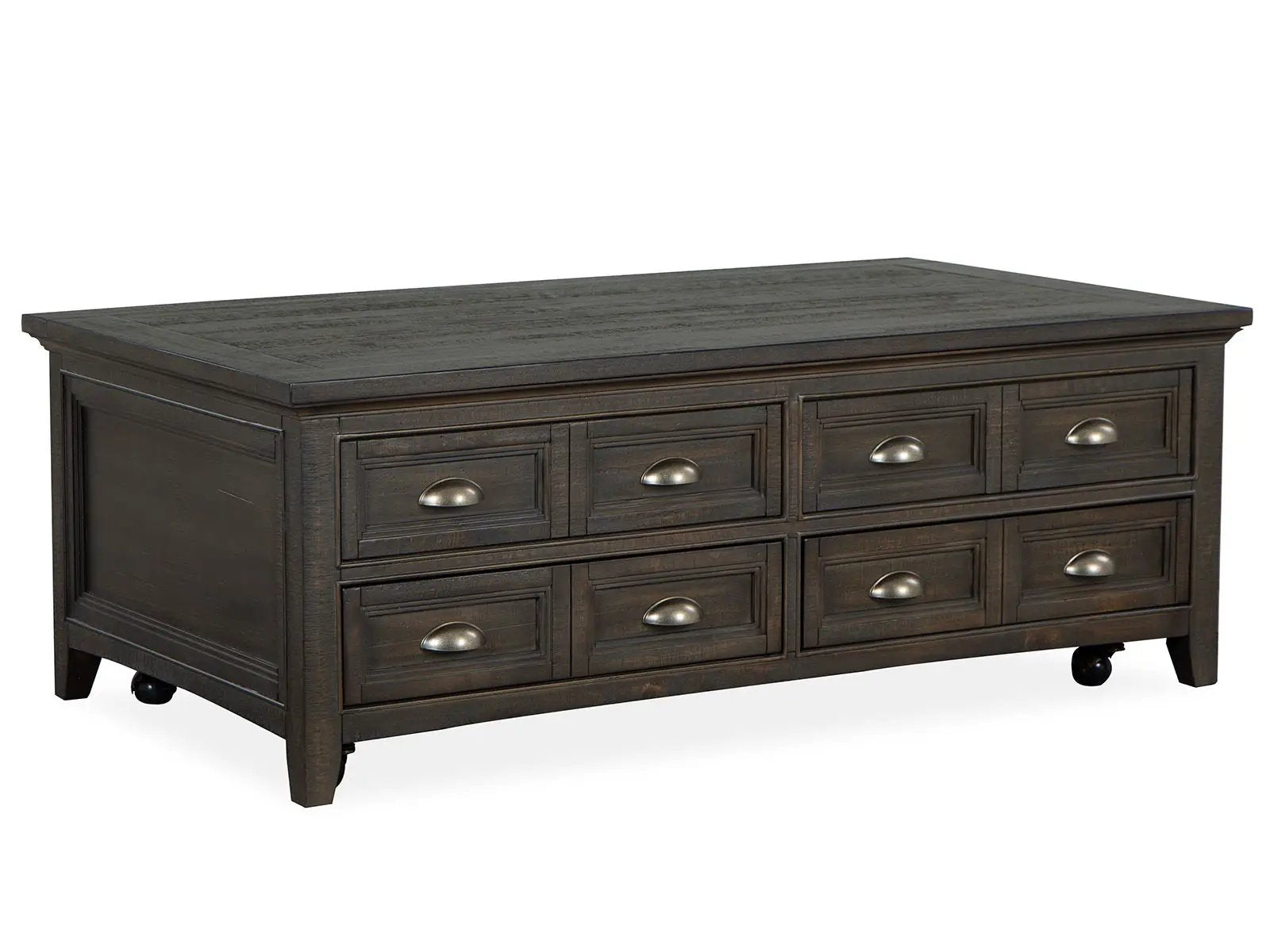 Westley Falls lift-top storage cocktail table graphite with six drawers on casters on Tampa Home & Garden Store