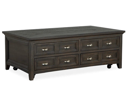Westley Falls lift-top storage cocktail table graphite with six drawers on casters on Tampa Home & Garden Store