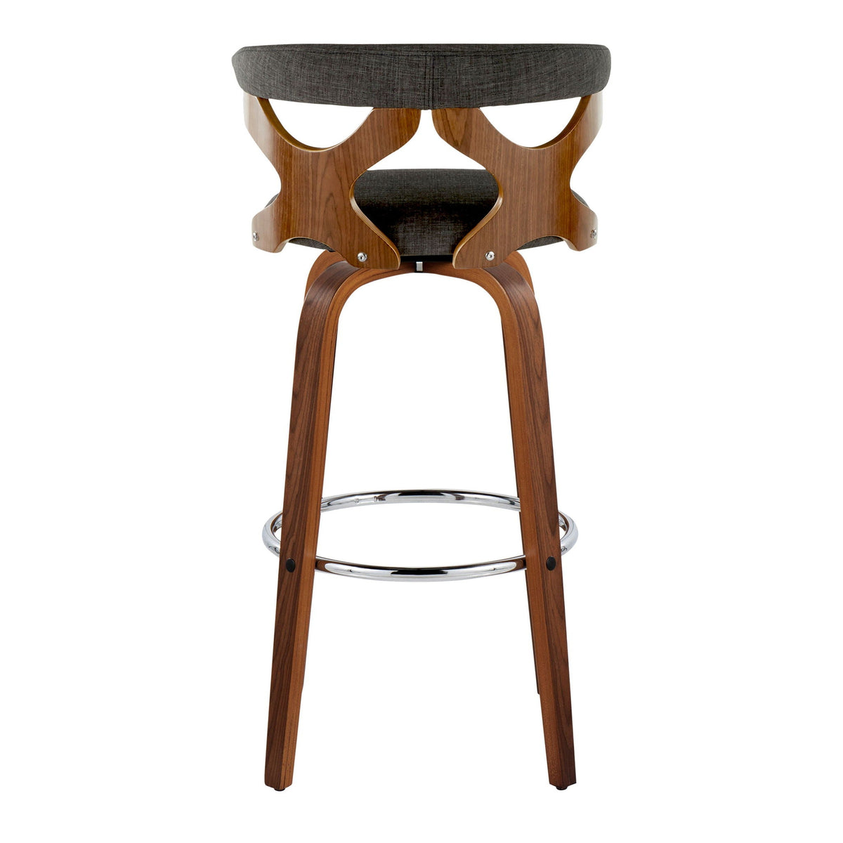 Mid Century Modern Swivel Barstool padded dark gray upholstery wood frame HouseOfZazla on Tampa Home & Garden Store