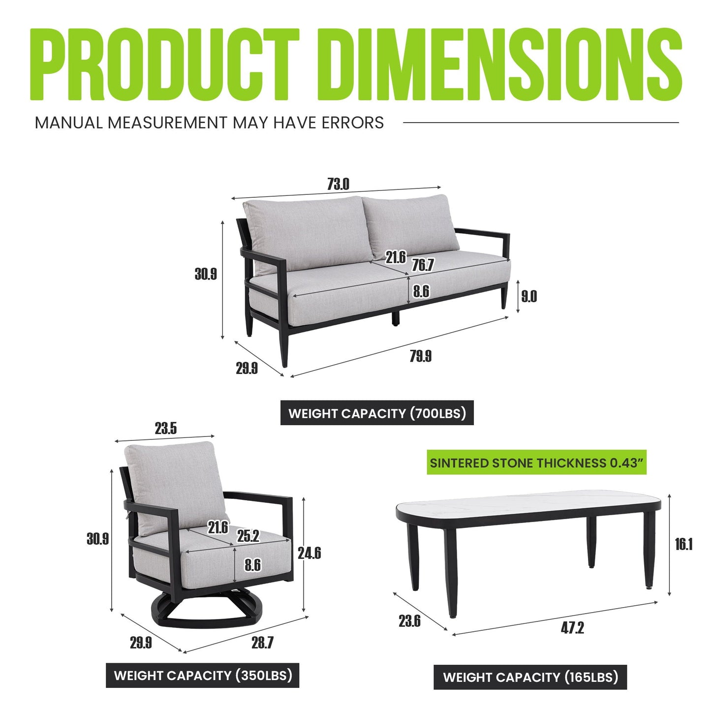 Outdoor Conversation Set with Sunbrella Cushions