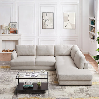 Glander Comfortable Cozy Sectional Sofa light gray fabric with chaise on Tampa Home & Garden Store