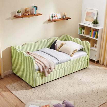 Gingham Daybed With USB Port and Wave Design