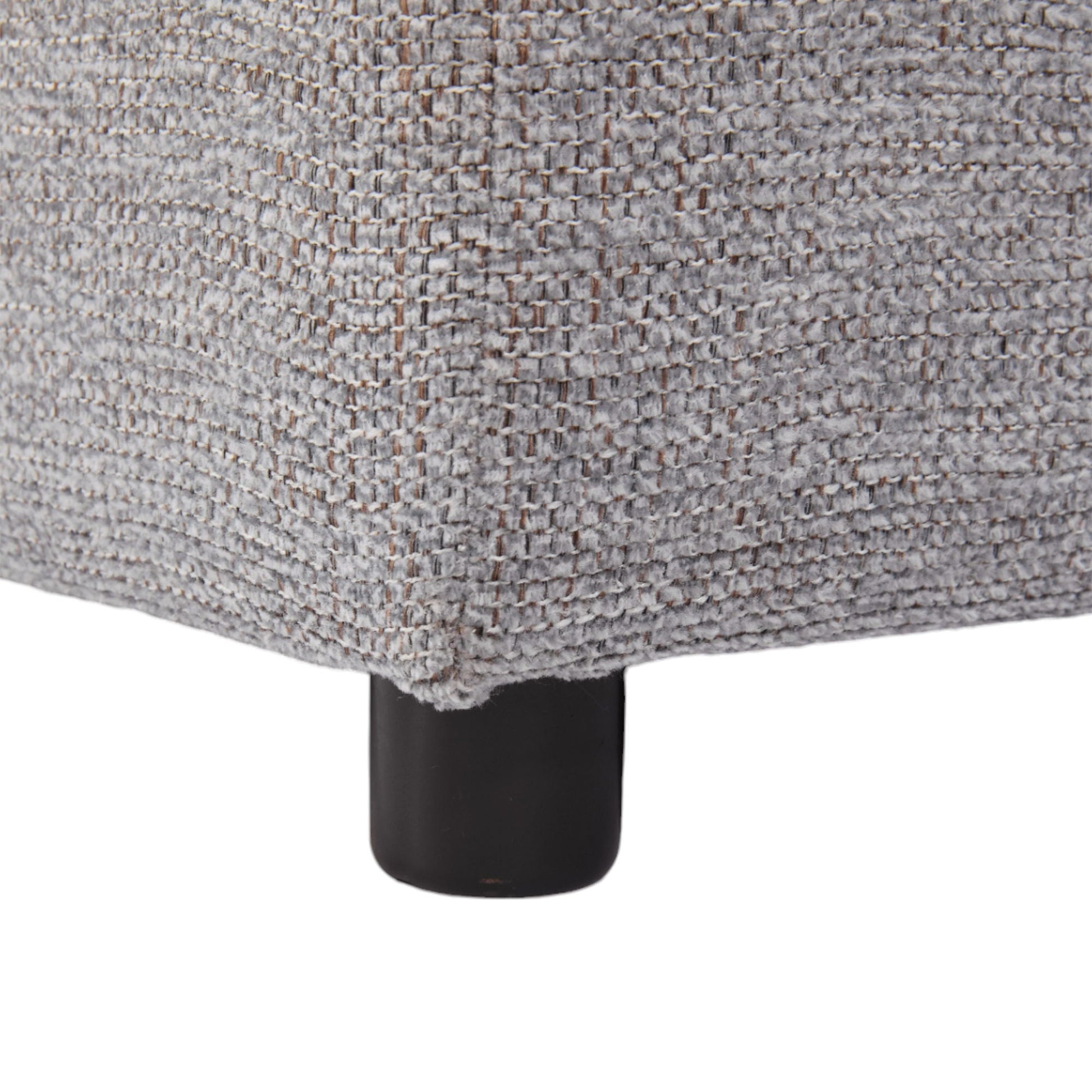 Sectional sofa closeup in gray woven fabric with black metal leg, HouseOfZazla 2-piece set on Tampa Home & Garden Store