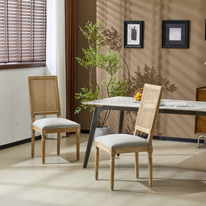 HouseOfZazla dining chair with rectangular cane back and upholstered seat, 2-pack on Tampa Home & Garden Store