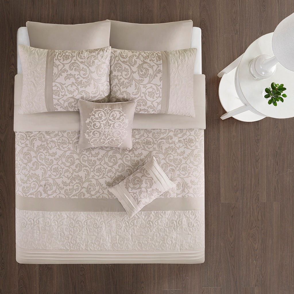 Embroidered and 8 Piece King Comforter Set