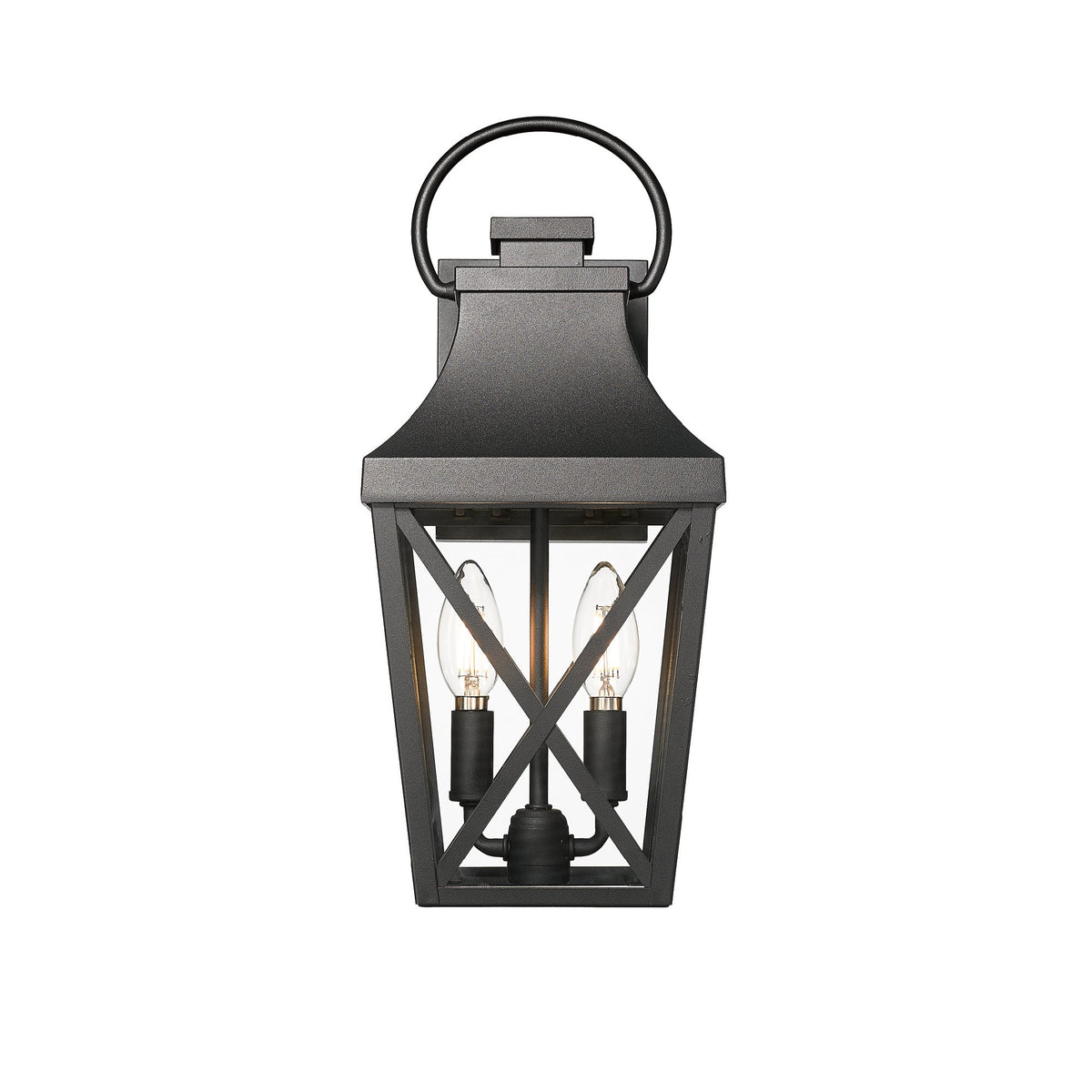 Outdoor Waterproof Wall Light in black metal with ring top and glass panels by HouseOfZazla on Tampa Home & Garden Store
