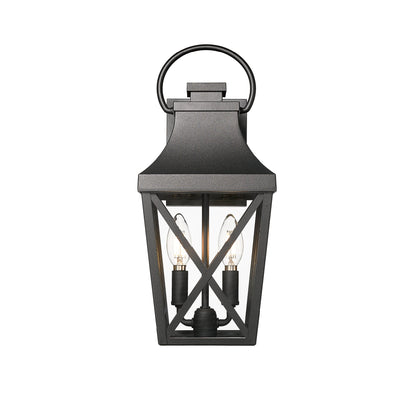 Outdoor Waterproof Wall Light in black metal with ring top and glass panels by HouseOfZazla on Tampa Home & Garden Store