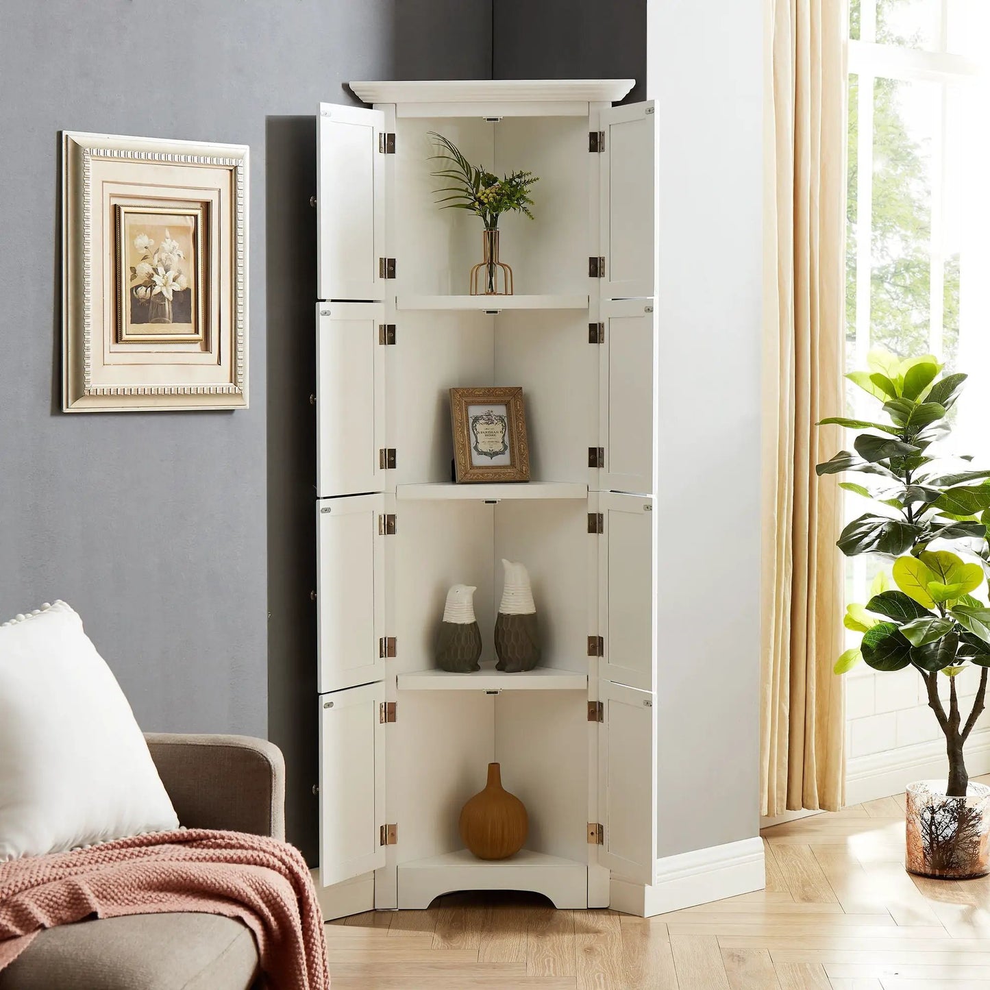 Tall Storage Cabinet with Doors and Four Shelves