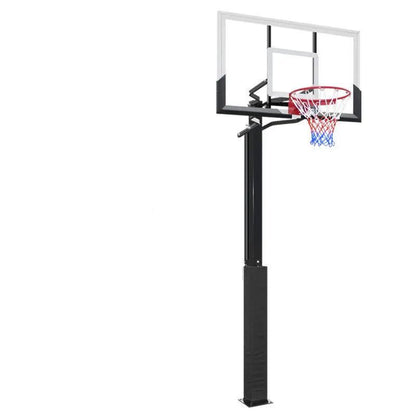 Outdoor buried basketball hoop with black pole, clear backboard, red rim FLIPSTYLEZLLC on Tampa Home & Garden Store