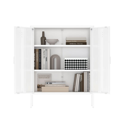 Accent cabinet with adjustable shelves, white finish by HouseOfZazla; doors reveal books on Tampa Home & Garden Store