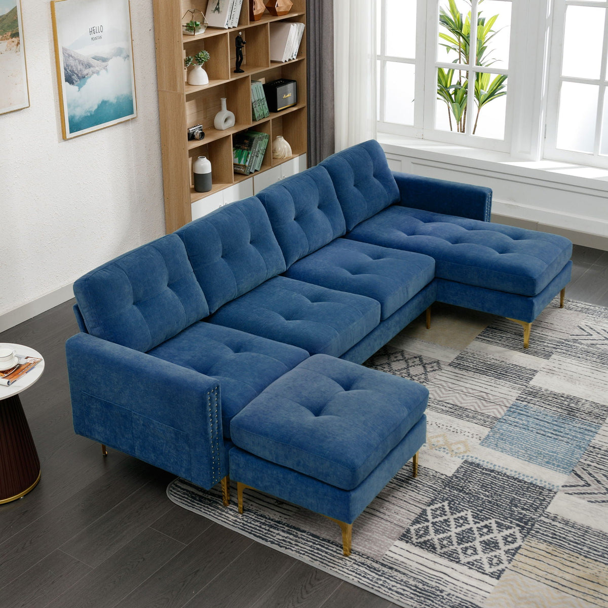 Modern Convertible Sectional Sofa and Ottoman