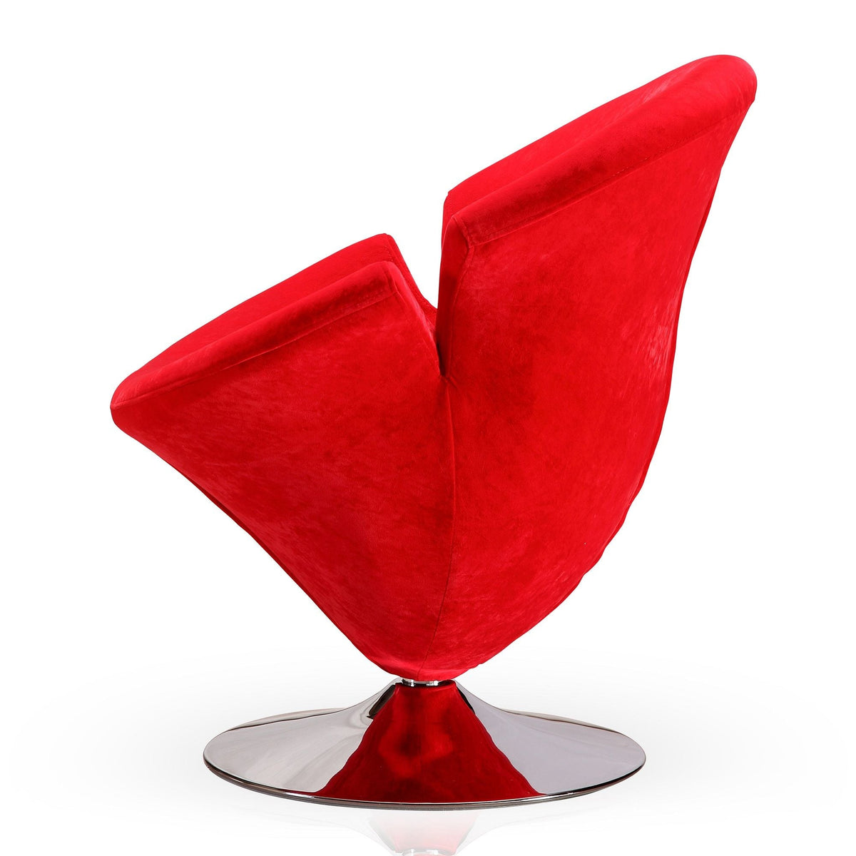Tulip swivel lounge chair in red with chrome pedestal base on Tampa Home & Garden Store
