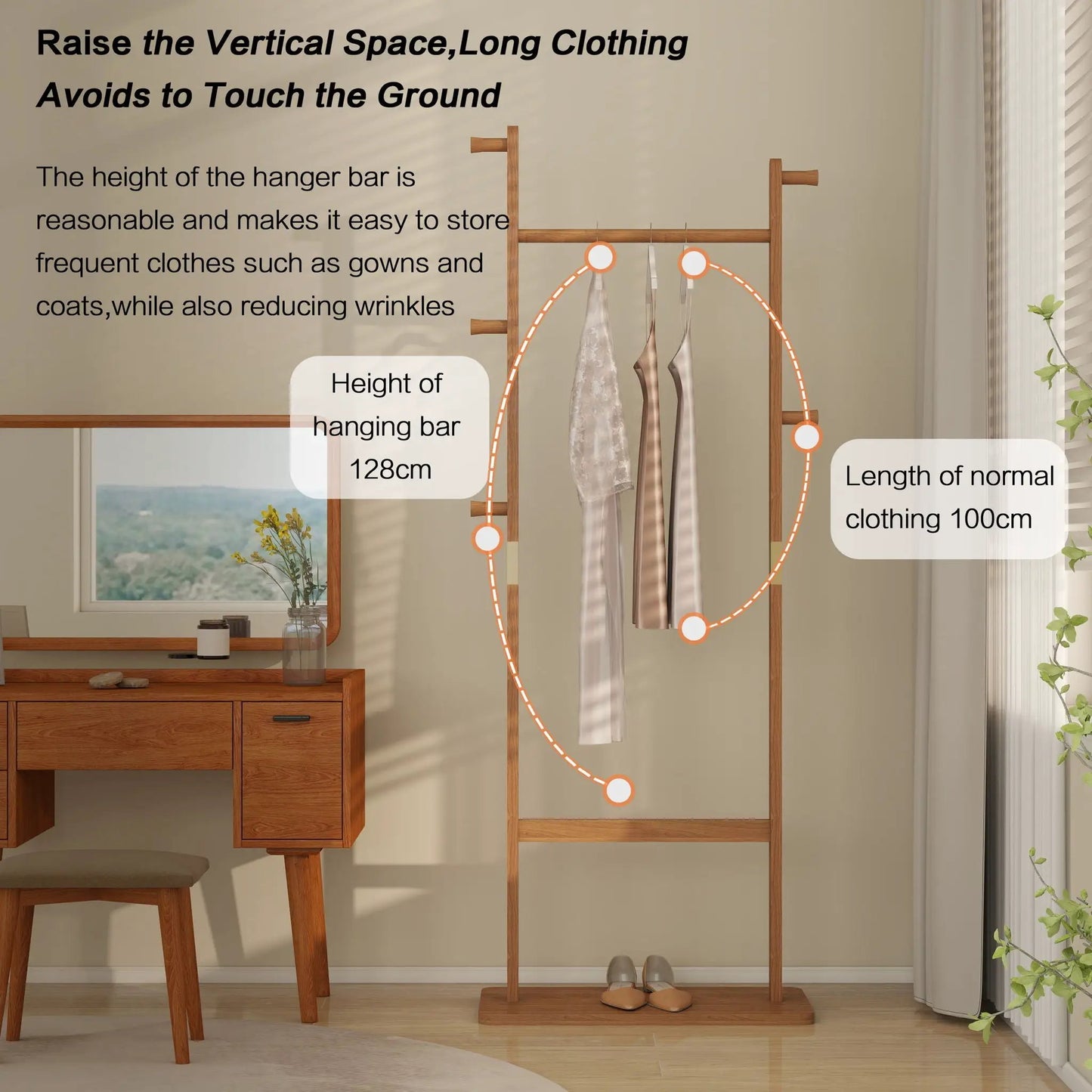 Solid Rubber Wood Hat Rack for Entryways