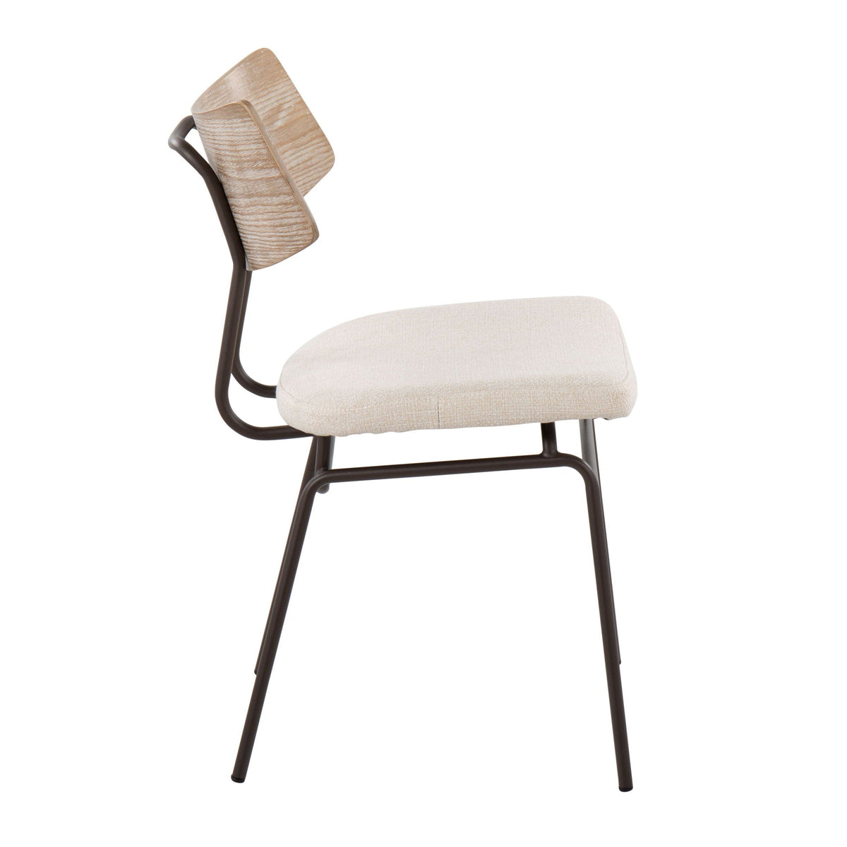 Mid Century Modern chair set of 2 with upholstered beige seat and wood backrest on Tampa Home & Garden Store