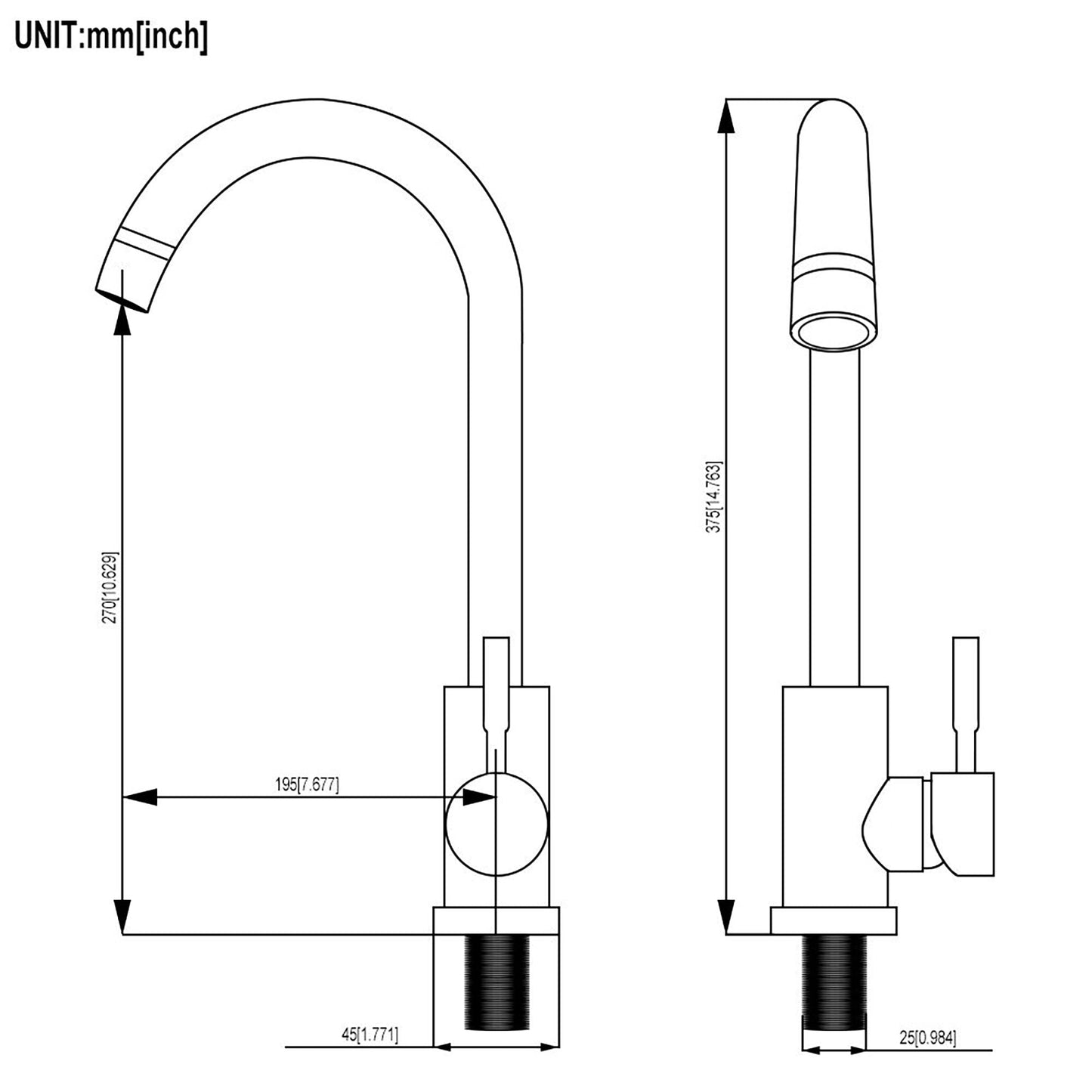 Modern Kitchen Sink Faucet with Single Handle