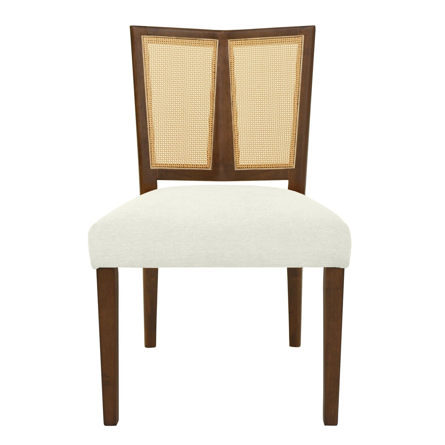 Mid Century Rattan Dining Chair back with cane panels and dark wood frame on Tampa Home & Garden Store