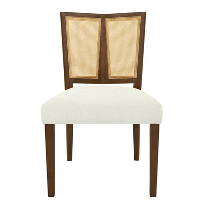Mid Century Rattan Dining Chair back with cane panels and dark wood frame on Tampa Home & Garden Store