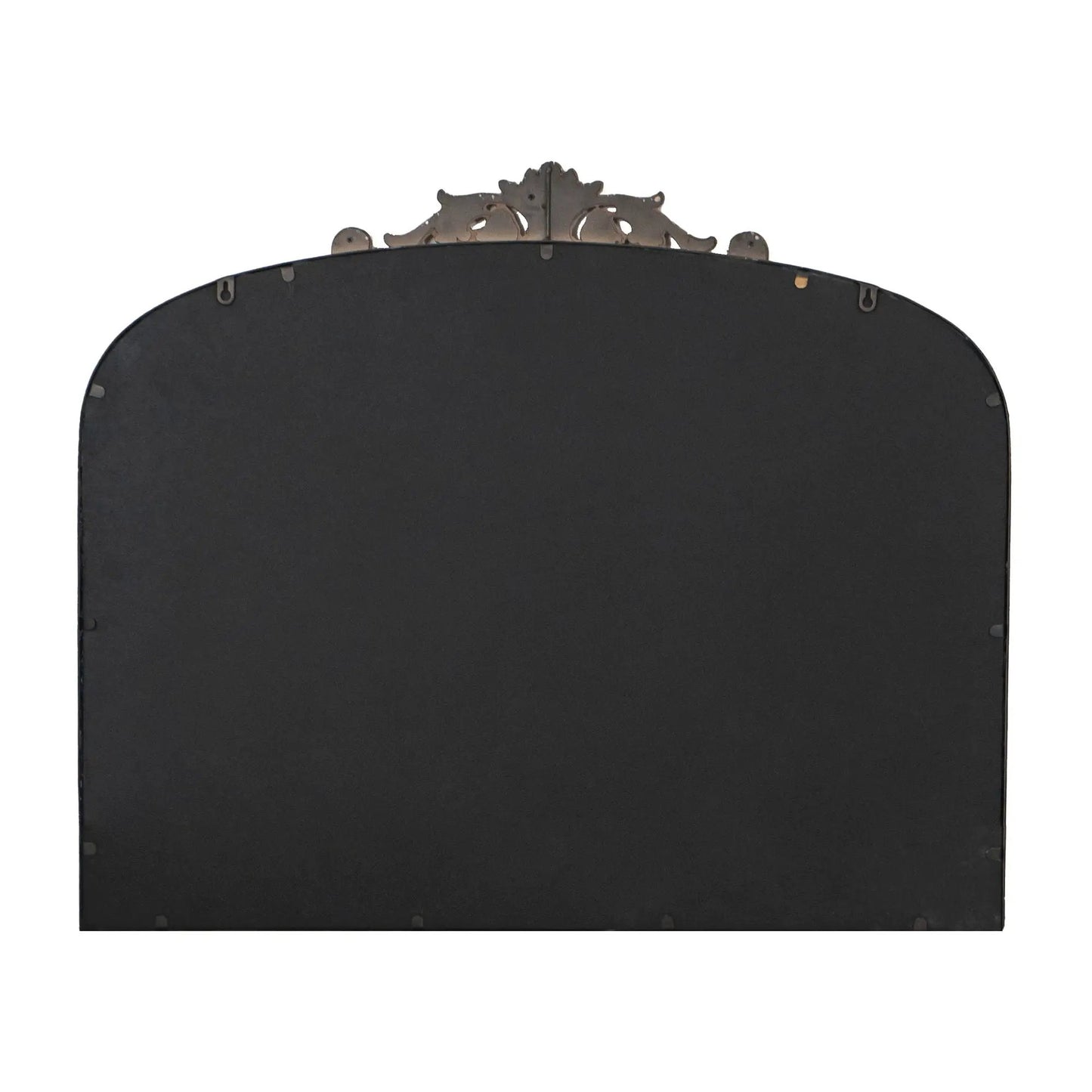 Arch Baroque wall mirror with ornate silver crest on a curved black frame Unique Piece Furniture on Tampa Home & Garden Store