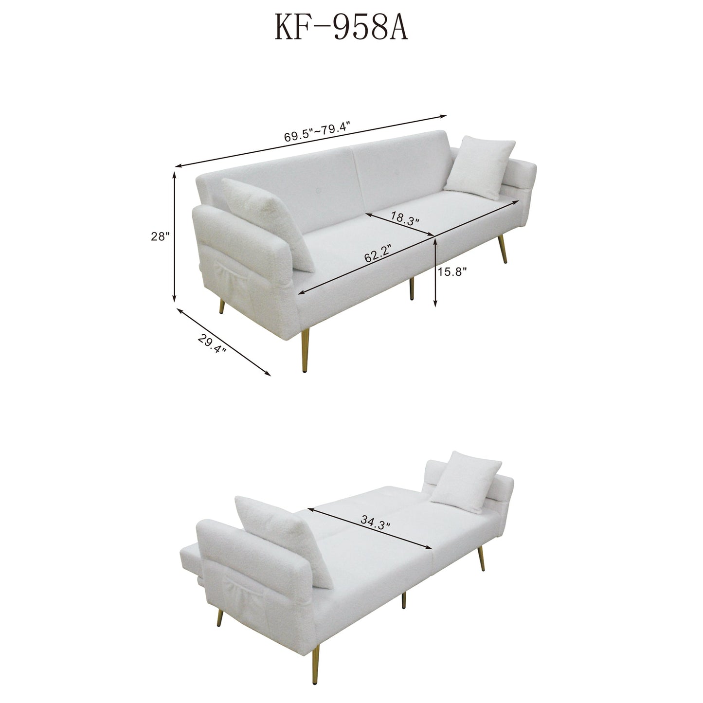 Modern Teddy Upholstered Sleeper Loveseat