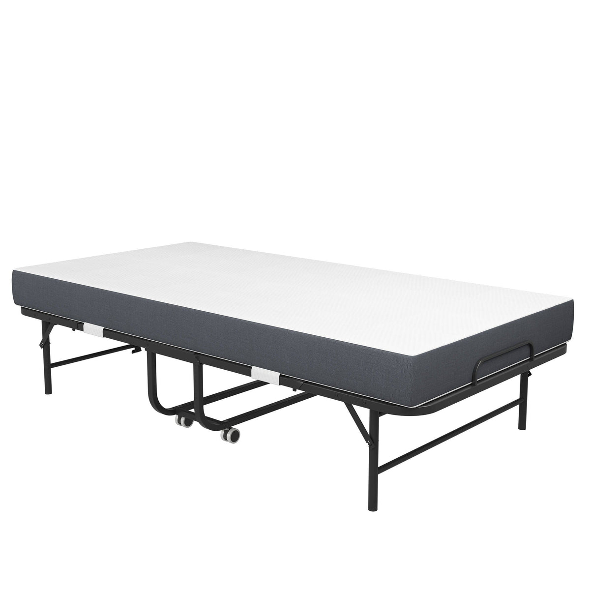 Twin Extra Long Bed and Foam Mattress Black