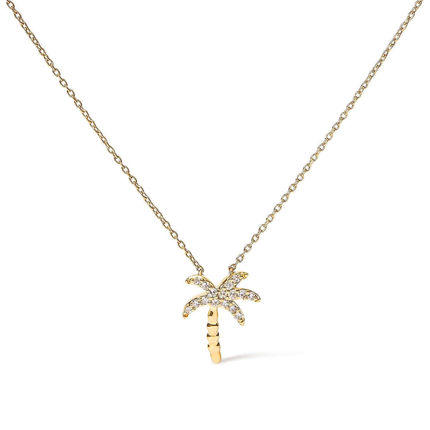 10K yellow gold palm tree pendant necklace with pavé diamonds, 18in chain on Tampa Home & Garden Store