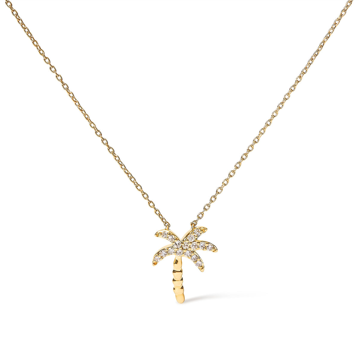 10K yellow gold palm tree pendant necklace with pavé diamonds, 18in chain on Tampa Home & Garden Store