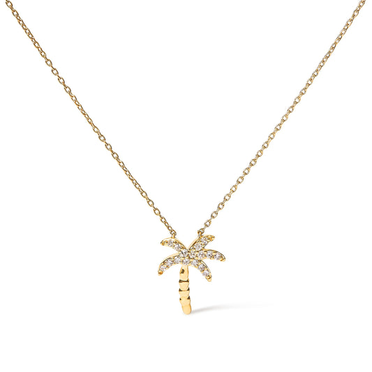 10K yellow gold palm tree pendant necklace with pavé diamonds, 18in chain on Tampa Home & Garden Store