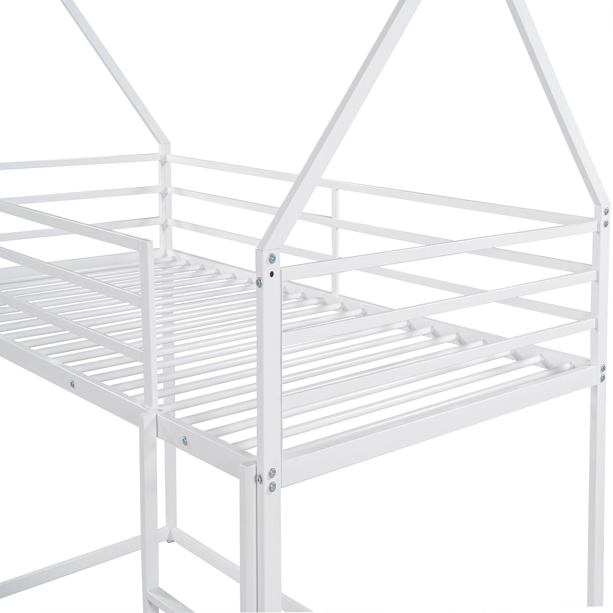 House Bunk Bed With Built In Ladder white metal frame with slatted bases on Tampa Home & Garden Store