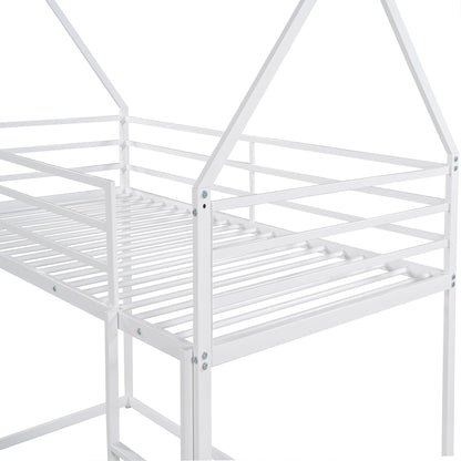 House Bunk Bed With Built In Ladder white metal frame with slatted bases on Tampa Home & Garden Store