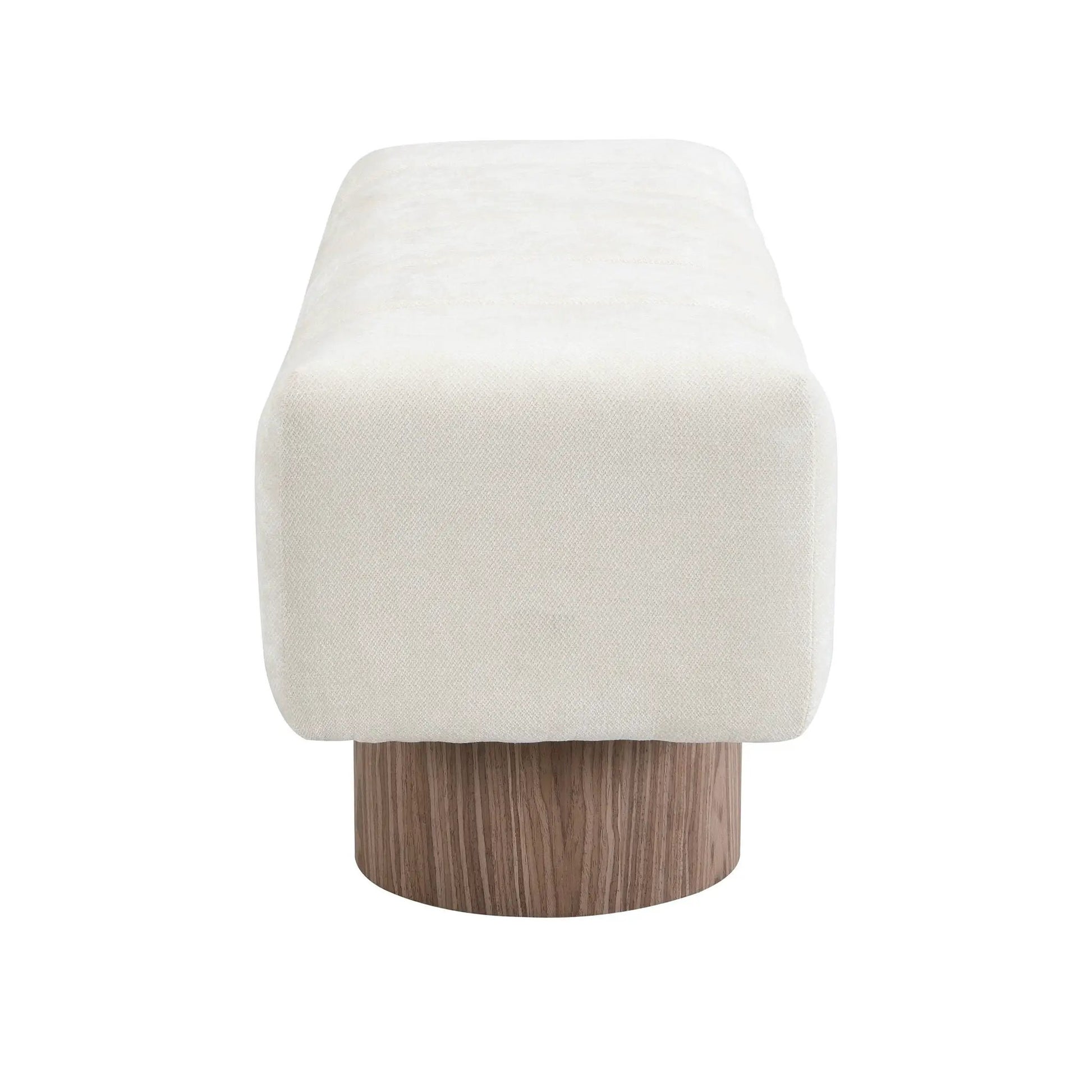 Upholstered dining bench cream fabric with wooden pedestal base Unique Piece Furniture on Tampa Home & Garden Store