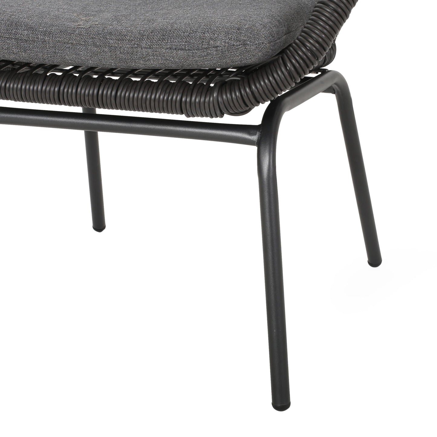 Outdoor wicker club chair set of 2 with gray cushions and black metal frame on Tampa Home & Garden Store