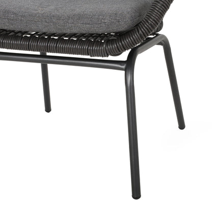 Outdoor wicker club chair set of 2 with gray cushions and black metal frame on Tampa Home & Garden Store