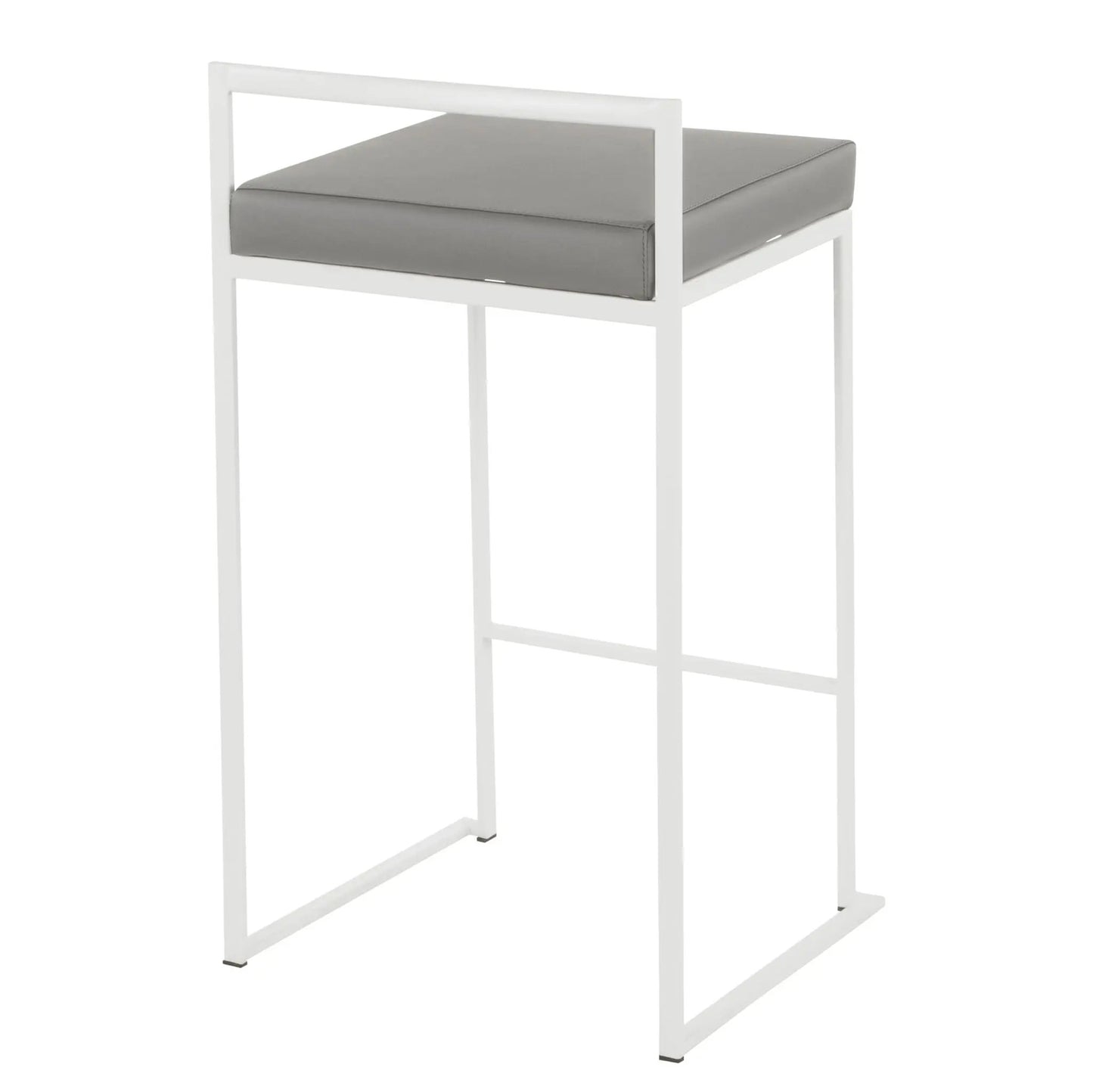 Fuji stackable counter stool with white metal frame and gray cushion on Tampa Home & Garden Store