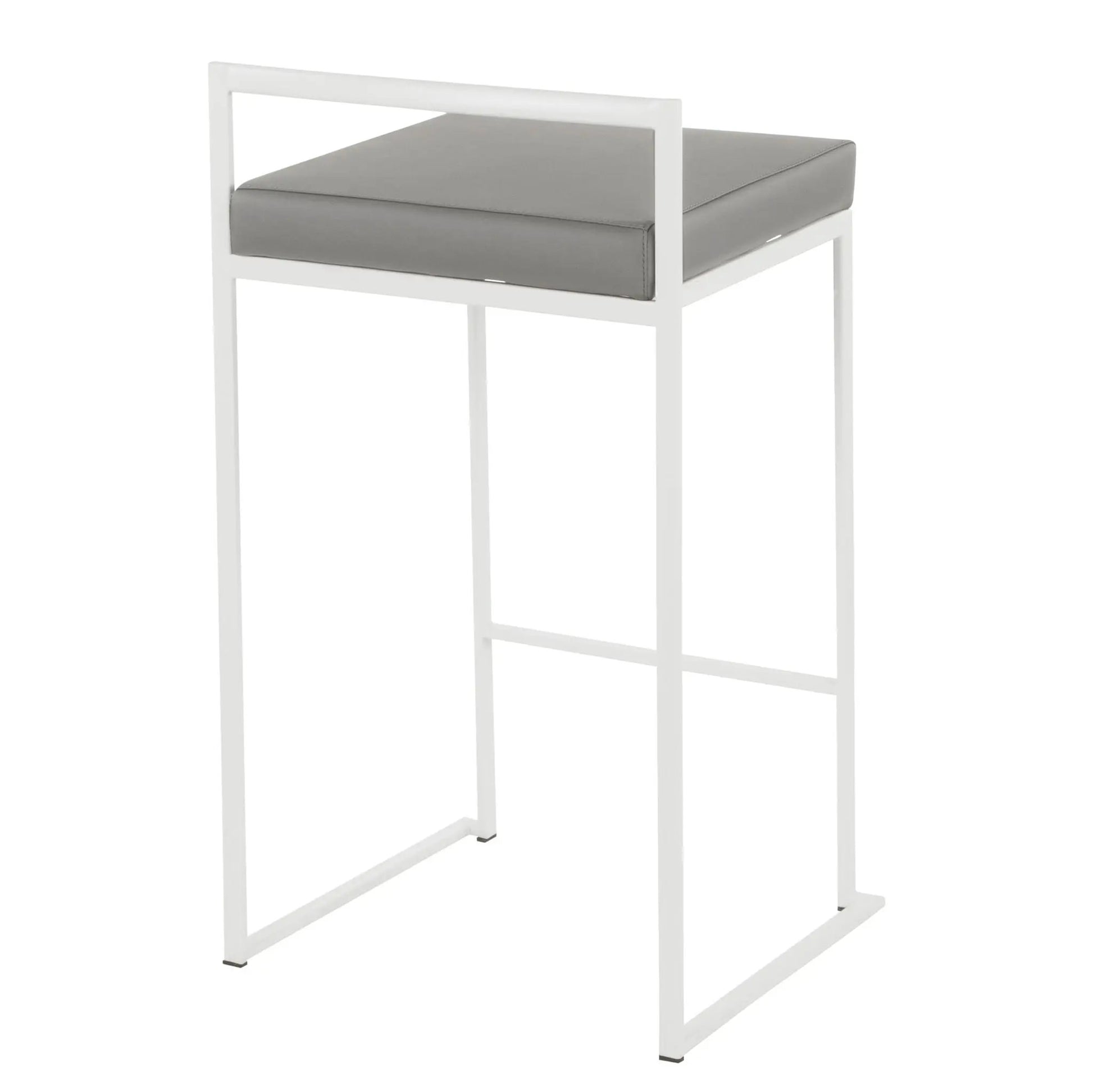 Fuji stackable counter stool with white metal frame and gray cushion on Tampa Home & Garden Store