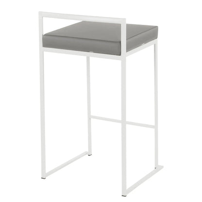Fuji stackable counter stool with white metal frame and gray cushion on Tampa Home & Garden Store